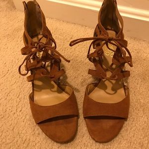 Franco Sarto Lace Up Tan Sandal
